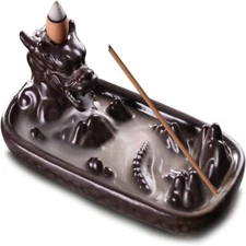 DRAGON BACKFLOW INCENSE BURNER CONES HOLDER WATERFALL EFFECT MULTI-FUNCTIONAL