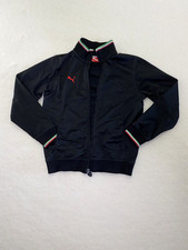 Ferrari Boys Black Puma Zip Up Track Jacket Pockets Size 7