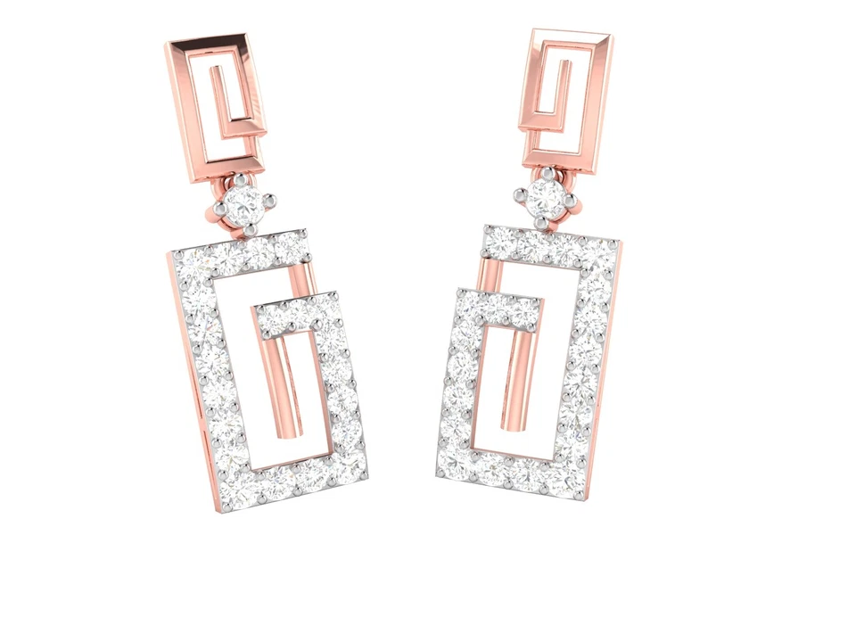 Pendientes colgantes de oro rosa simulados de diamantes de 0,32 TCW joyas Foto 2 de 4