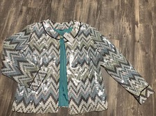 CHICO'S IKAT'S MEOW JEWEL JACKET SEASCAPE SEQUINED NWT SIZE 2