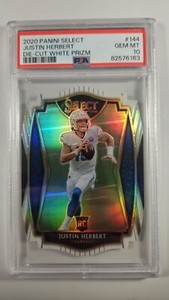 2020 Select Premier Level White Prizm Die-Cut Justin Herbert RC PSA 10 GEM MINT
