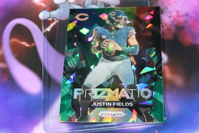 JUSTIN FIELDS 2023 PANINI PRIZM PRIZMATIC GREEN CRACKED ICE BEARS #3 SSP