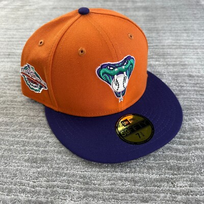 Arizona Diamondbacks Hat Cap Mens Fitted 7 3/8 New Era Side Patch 2 Tone Orange