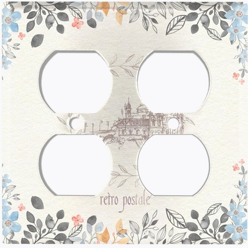 Metal Light Switch Cover Wall Plate For Room Retro Postal Floral Card FLW123 - Bild 10 von 14