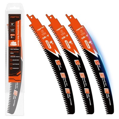 9'' Reciprocating Saw Blades 6TPI Japanese Teeth Wood Pruning Tree Cutting CR-V
