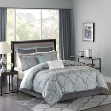 Madison Park 12 Piece Comforter Set with Cotton Bed Sheets Cal King