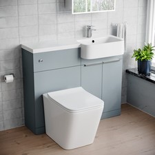 Nes Home 1000mm Right Hand Matte Grey Basin Vanity WC Unit Square BTW Toilet