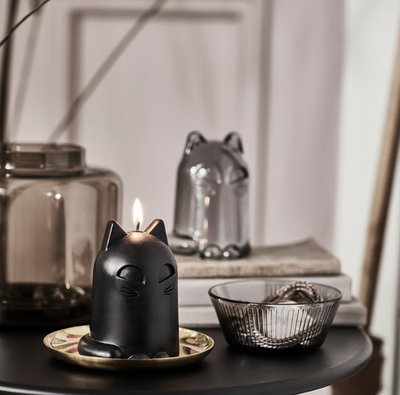 IKEA KUSTFYR Halloween Unscented candle, Cat Black, 12 cm, 4 2/3