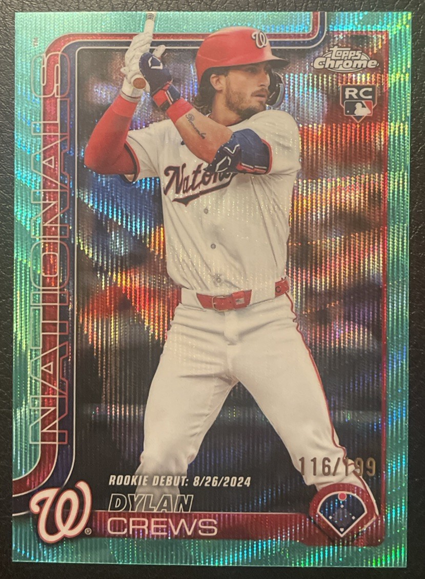 2025 Topps Chrome Update - Dylan Crews RC Aqua Wave /199 Rookie Debut Nationals
