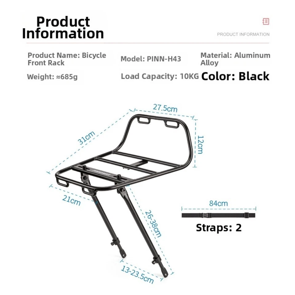 Frameless Front Rack Bike Front Rack Steel Support Rods Grid Pattern Basket - Image 4 of 4