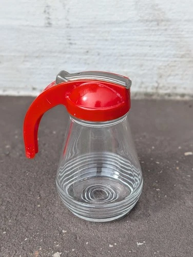 Vintage Antique Maple Syrup Container Diner Red Glass Federal Tool Corp