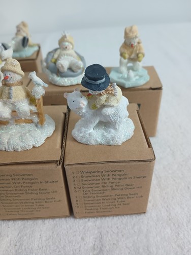 Full Set of 11 Russ Berrie Mini Ice Sculpture Snowman Ornaments 1990s Christmas - Picture 15 of 19