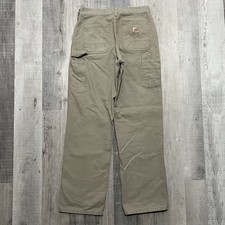 VTG Carhartt B11 Carpenter Work Wear Pants Beige Canvas Dungaree Fit S30x30.5