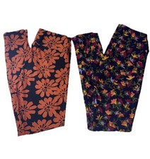 LuLaRoe One Size Leggings Bundle 2 Pair Floral Prints NWOT OS