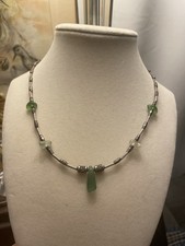 Sterling Sliver Vintage Green Seaglass Necklace
