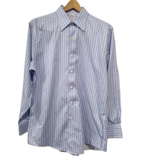 Brooks Brothers 16/33 Button Down Shirt Blue Double Stripe Slim Fit Non Iron