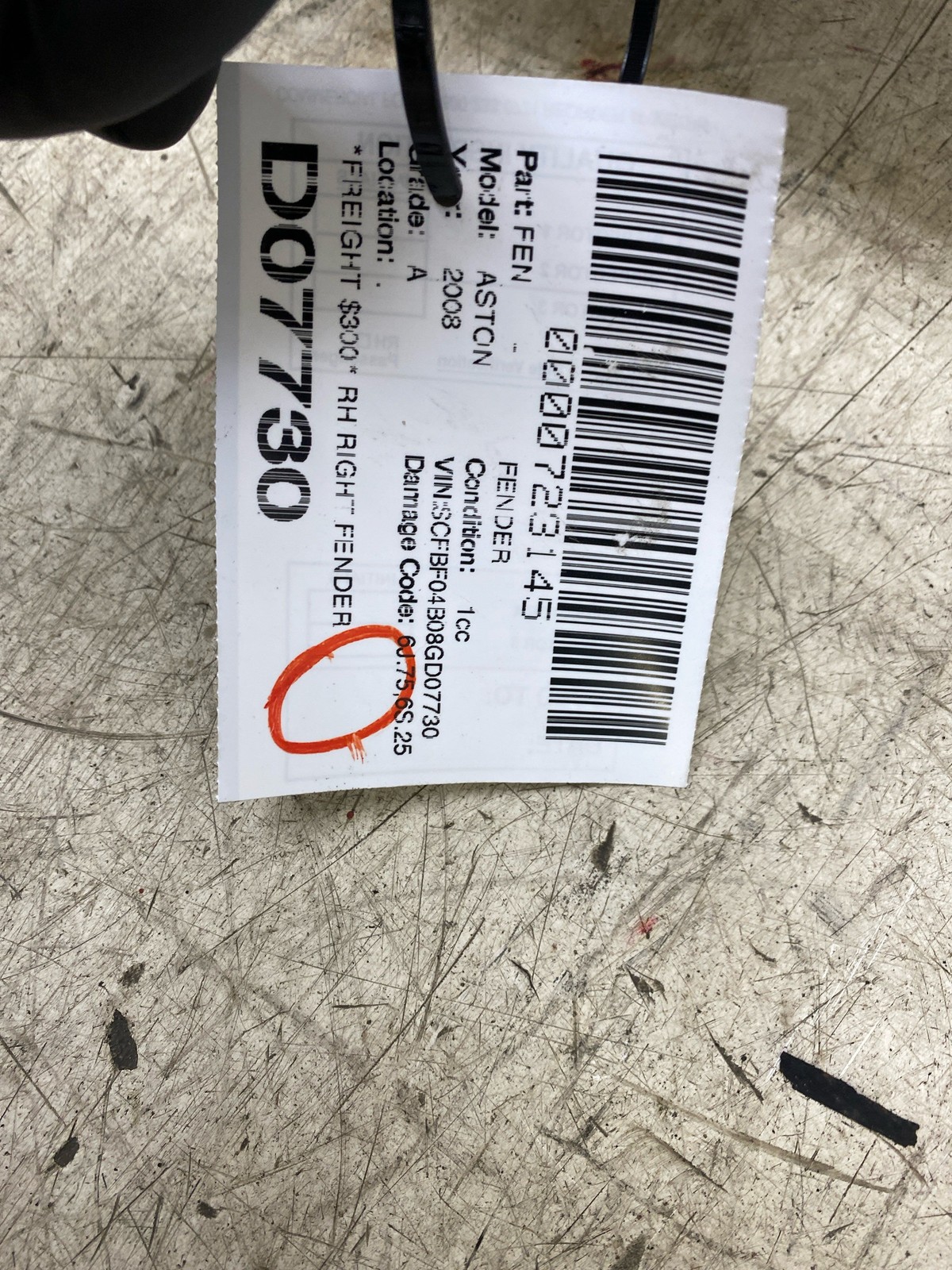 2006-2016 ASTON MARTIN V8 VANTAGE OEM RIGHT FENDER METEORITE SILVER *CRACKED*