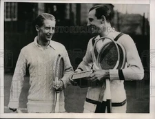 1936 Press Photo Fred Perry & HW Bunny Austin at Melbury Tennis Club London