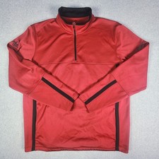 Nike Golf Therma-Fit 1/4 Zip Jacket Mens Large Red Mock Pockets Golf Club Logo