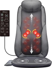 Back Massager with Heat, Shiatsu Massage Chair Pad for Back Pain, Rolling Kneadi