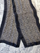 Vintage Anne Klein 100 Silk Scarf Black  White Hand Rolled Hem 10  X 58  