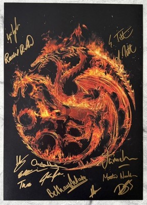14 Cast signiertes House Of The Dragon A3 Poster mit Echtheitszertifikat
