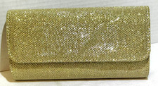 Women's Evening Clutch Bag Purse Gold Metallic Elegant Formal Wedding Prom 4 x8