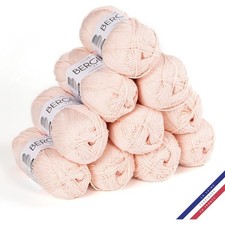 10 pelotes de laine - Rose dragée - 100% coton bio - 3mm - Tricot et crochet - B