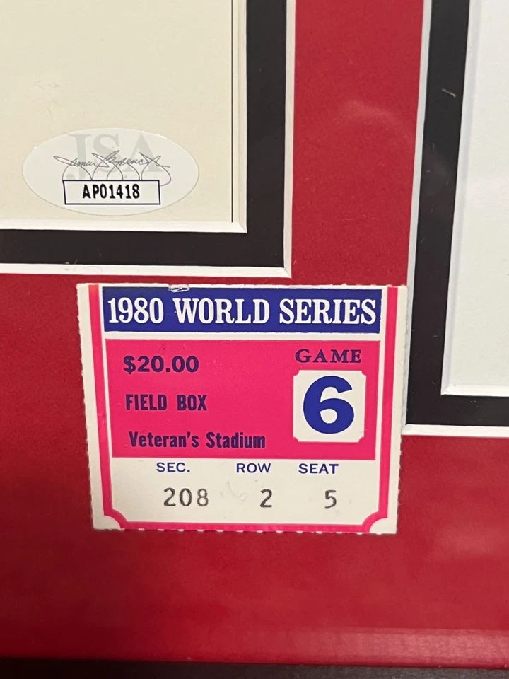 Philadelphia Phillies Steve Carlton HOF Signed Display JSA COA W/1980 WS Ticket - Image 4 of 4