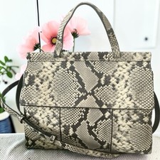 TORY BURCH BLOCK-T SNAKE PRINT LEATHER CONVERTIBLE SATCHEL