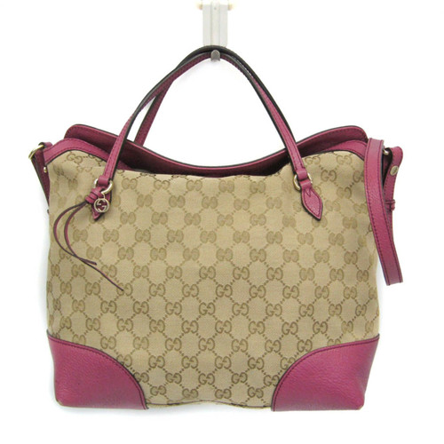 Gucci Gg Canvas Bree 353120 Ladies Leather Handbag Shoulder Bag Pink Gold Pg