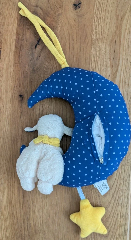 🧸 Sterntaler Spieluhr Schaf „Stanley“ mit Mond in Blau und Gelb - sehr gut 🌙 - Bild 2 von 4