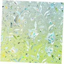 Tulip Decorative Window Film,No Glue Frosted Privacy Film,Stained Glass Door 
