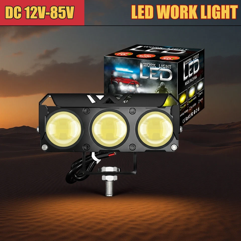 For DC12-85V Motorcycles/Cars/ATV Square Double Lamp Bead Headlight Spotlight - Image 2 of 4