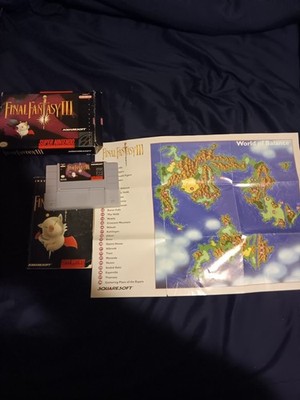 SquareSoft Final Fantasy 3/6 SNES Original Manual & World of Balance Map