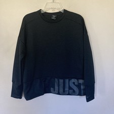 Nike Women's Dri-Fit Ribbed Cropped Black Just Do It Sweatshirt; Size Small