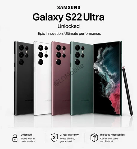 New SealedSamsung Galaxy S22 Ultra 128GB 256GB 512GB S908U1 Factory Unlock