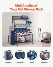 Yoga Mat Storage Rack, Home Gym Workout Equipment Organizer, and Yoga Strap
