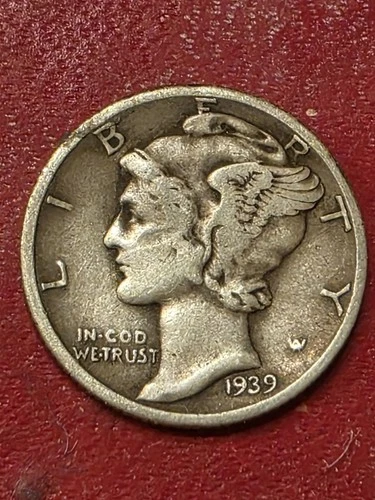 1939 D  Mercury Dime  90% SILVER  / DENVER MINTMARK  /  FINE+ CONDITION  SILVER