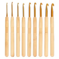 9 GrößEn HäKelnadel Ergonomische HäKelnadel, HäKelnadel-Set Holz Gold