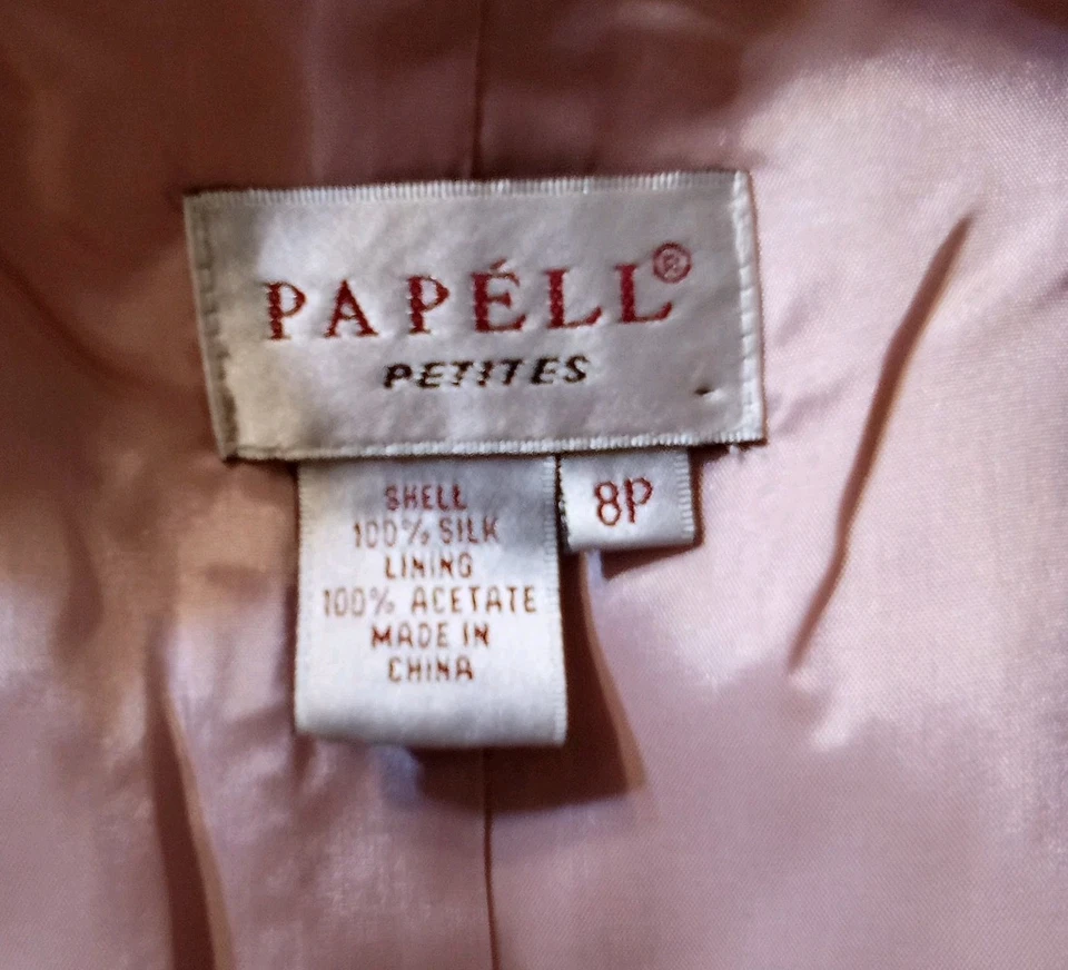 Chaqueta Papell Mujer Talla 8 Petite Color Rosa 100% Seda Foto 2 de 4
