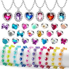 36pcs Princess Jewelry Set for Girls 4-8, Dress Up Necklace, Bracelet Rings, P