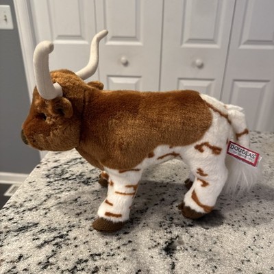 Douglas The Cuddle Toy Longhorn Bull Plush Brown White Super Soft