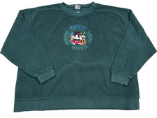 Vintage Disney Store Sweatshirt Adult XL Green Crewneck Mickey Mouse Embroidered