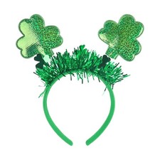 St Patrick Day Headband, St Patrick Shamrock Headbands with Green Tinsel, Gre...