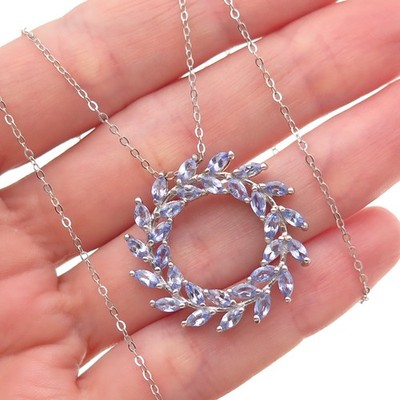 Chuck Clemency 925 Sterling echte Marquise-Schliff Tansanit Kabel Kette Halskette 20''