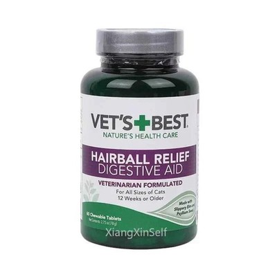 Vet's Best Cat Hairball Remedy Tablets, Natural Digestive Aid, 60 Vet-Approved P