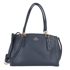 USED COACH Handbag F57520 leather Navy Shoulder