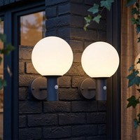 Wandleuchte Wandlampe AußEn Gartenlampe Glas Kugel Bewegungsmelder LED 2Er Set