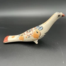 Vintage Tonala Mexican Folk Art Hand Painted Pottery Bird